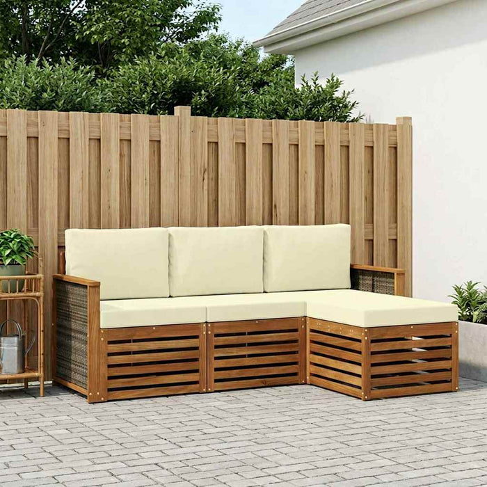 Set de canapele de exterior cu pernă 4 pcs Natural și Crem WALTI