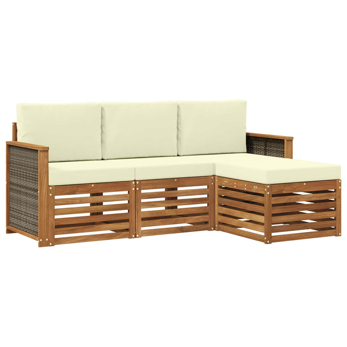 Set de canapele de exterior cu pernă 4 pcs Natural și Crem WALTI