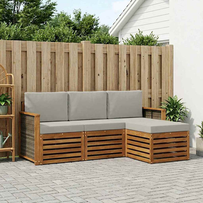 Set de canapele de exterior 4 pcs Natural și gri deschis WALTI
