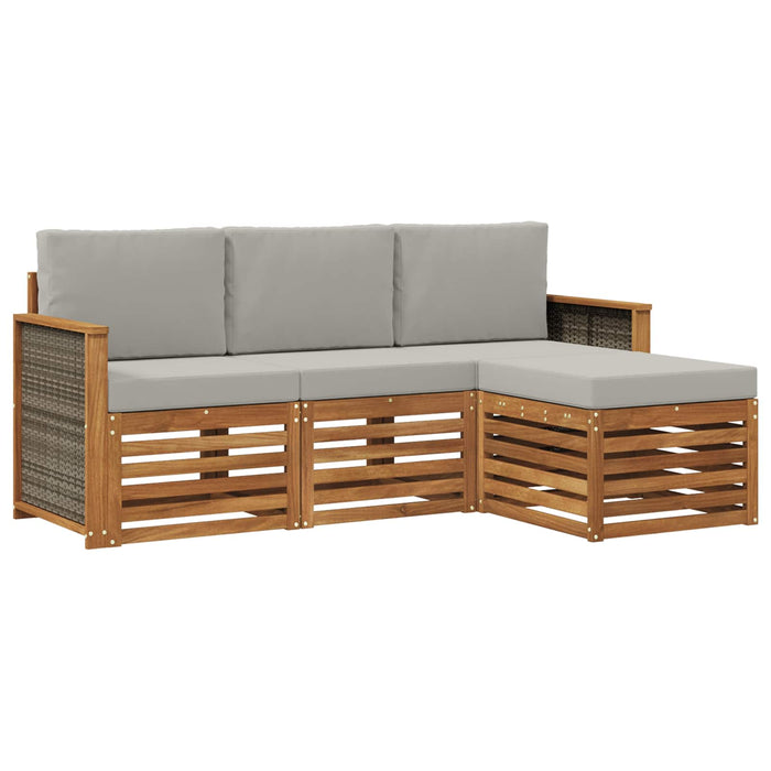Set de canapele de exterior 4 pcs Natural și gri deschis WALTI