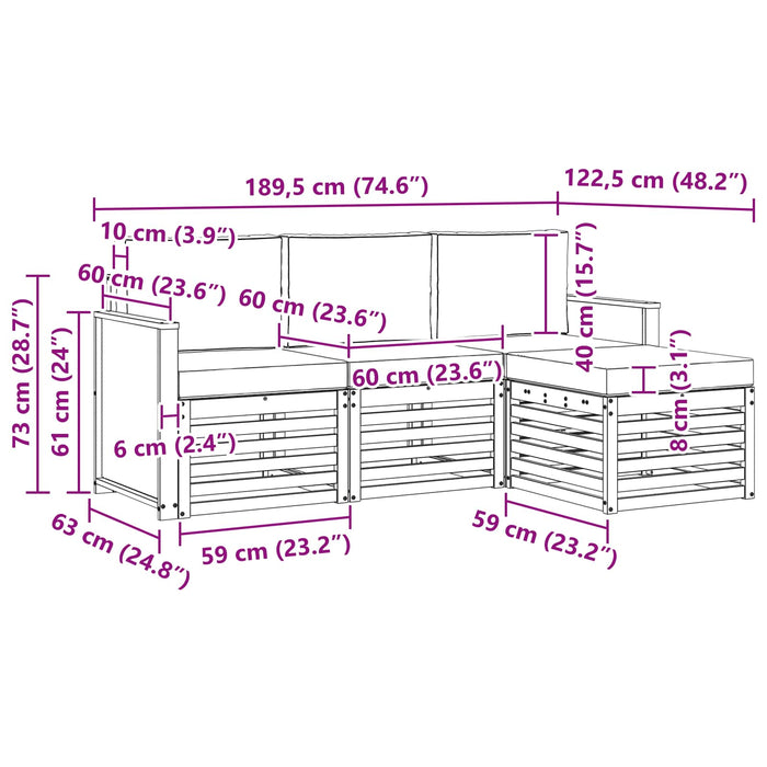 Set de canapele de exterior cu pernă 4 pcs Natural și Antracit WALTI