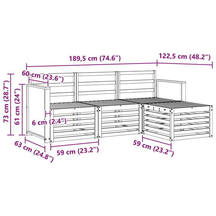 Set de canapele de exterior 4 pcs natural WALTI