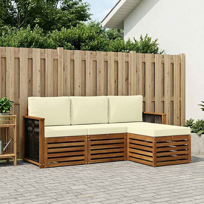 Set de canapele de exterior cu pernă 4 pcs Natural și Crem WALTI