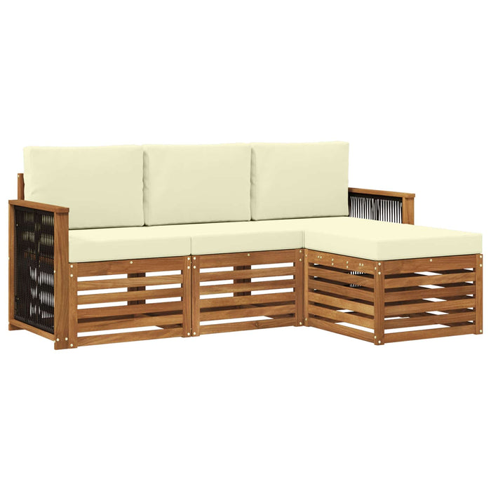 Set de canapele de exterior cu pernă 4 pcs Natural și Crem WALTI