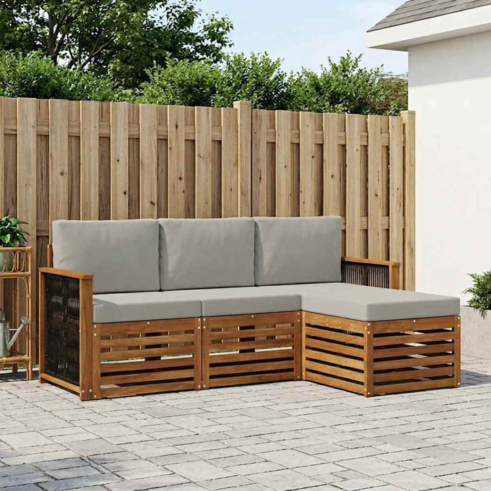 Set de canapele de exterior 4 pcs Natural și gri deschis WALTI