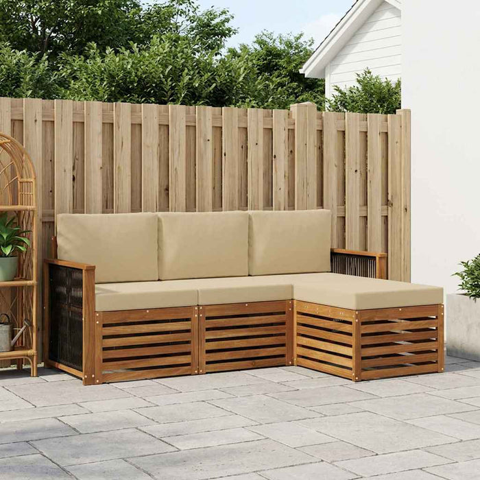 Set de canapele de exterior cu pernă 4 pcs Natural și Bej WALTI