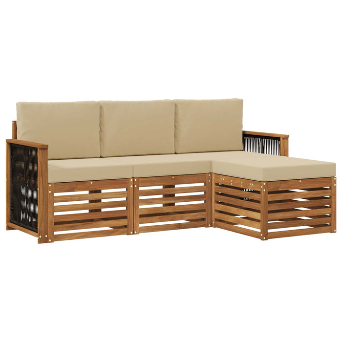 Set de canapele de exterior cu pernă 4 pcs Natural și Bej WALTI