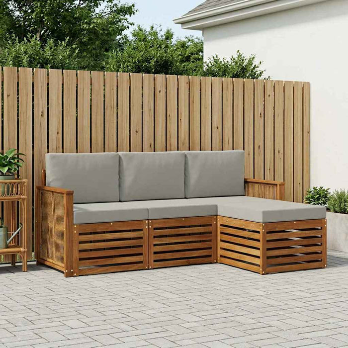 Set de canapele de exterior 4 pcs Natural și gri deschis WALTI