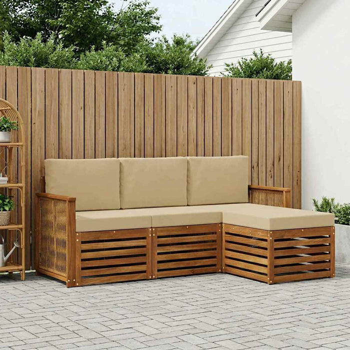 Set de canapele de exterior cu pernă 4 pcs Natural și Bej WALTI