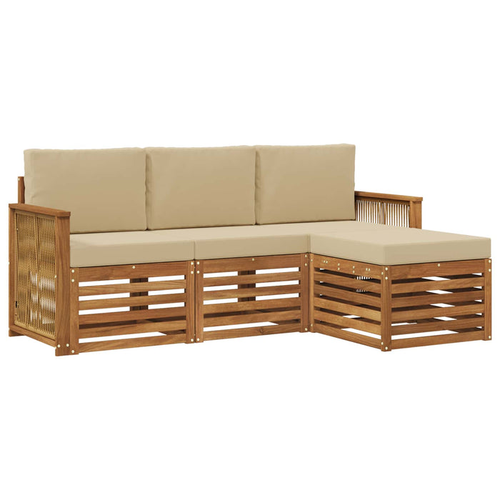 Set de canapele de exterior cu pernă 4 pcs Natural și Bej WALTI