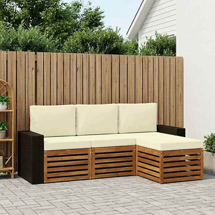 Set de canapele de exterior cu pernă 4 pcs Natural și Crem WALTI