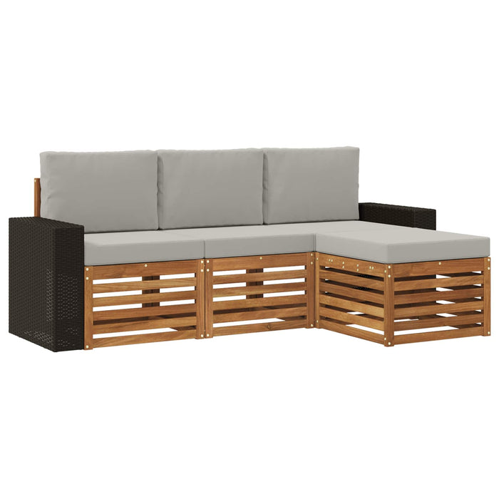 Set de canapele de exterior 4 pcs Natural și gri deschis WALTI