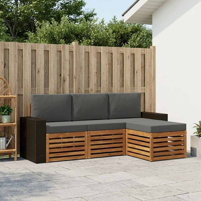 Set de canapele de exterior cu pernă 4 pcs Natural și Antracit WALTI