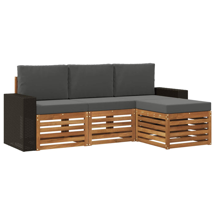 Set de canapele de exterior cu pernă 4 pcs Natural și Antracit WALTI