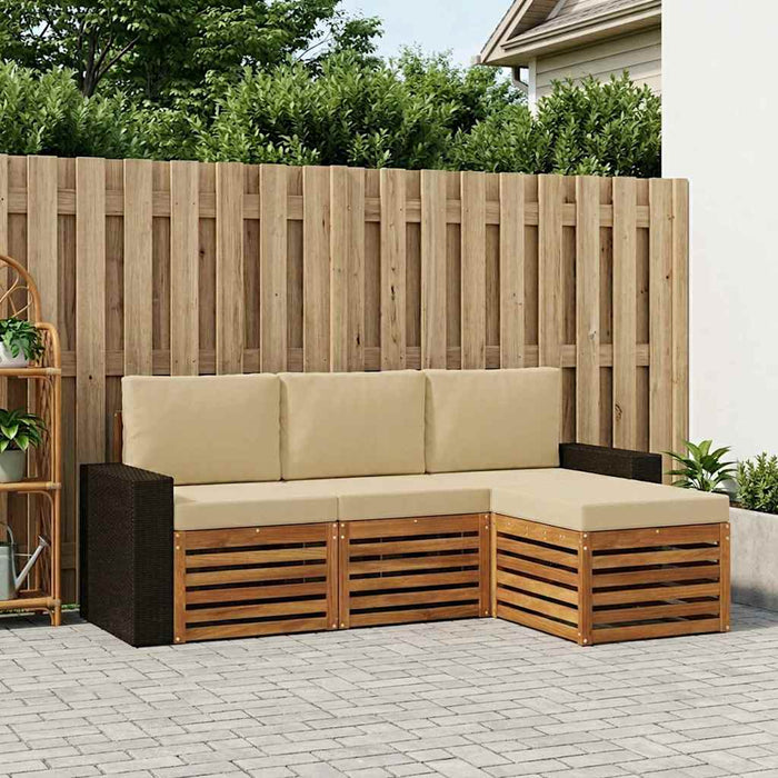 Set de canapele de exterior cu pernă 4 pcs Natural și Bej WALTI