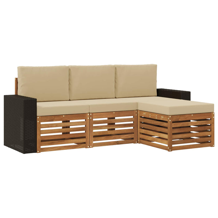 Set de canapele de exterior cu pernă 4 pcs Natural și Bej WALTI