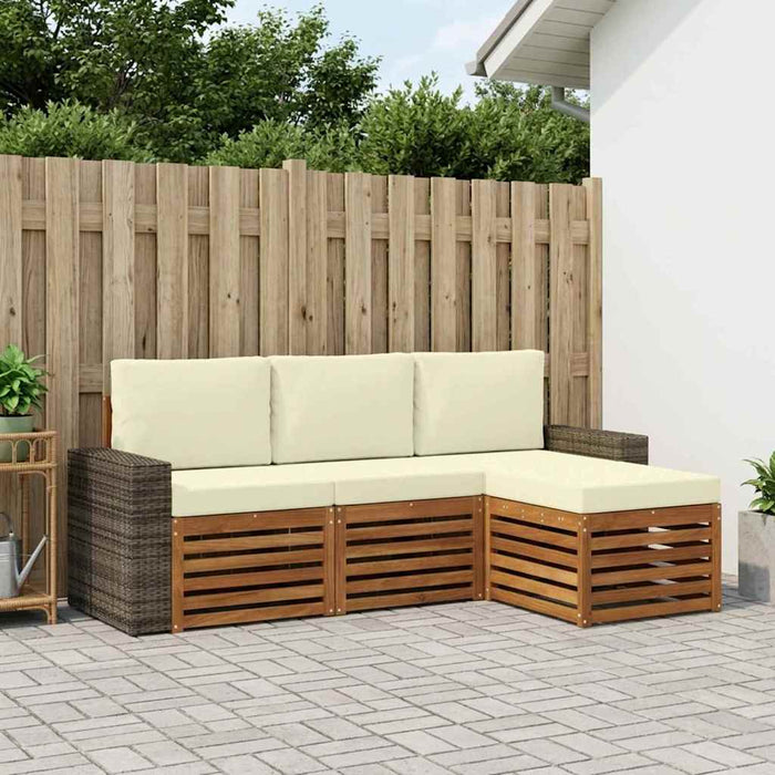 Set de canapele de exterior cu pernă 4 pcs Natural și Crem WALTI