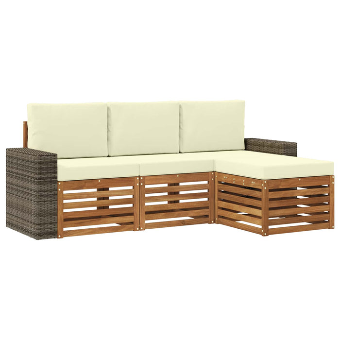 Set de canapele de exterior cu pernă 4 pcs Natural și Crem WALTI