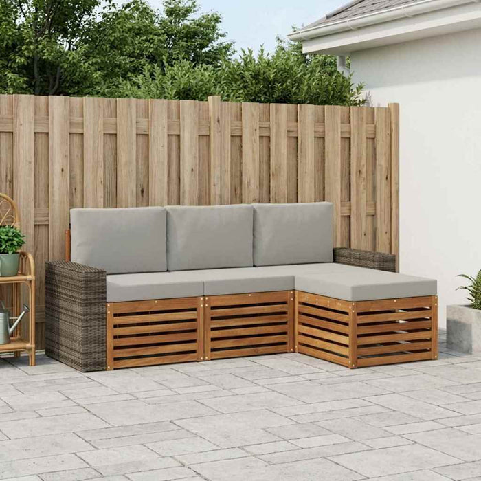Set de canapele de exterior 4 pcs Natural și gri deschis WALTI