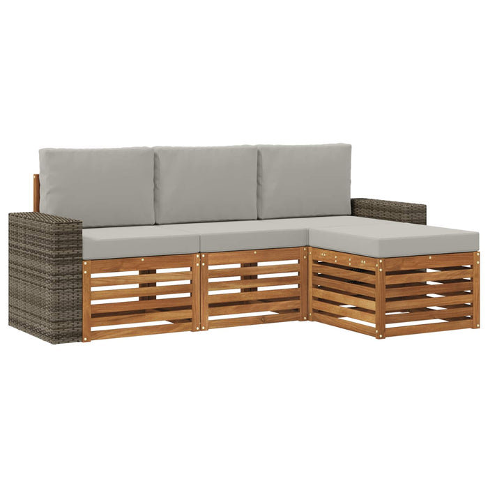 Set de canapele de exterior 4 pcs Natural și gri deschis WALTI