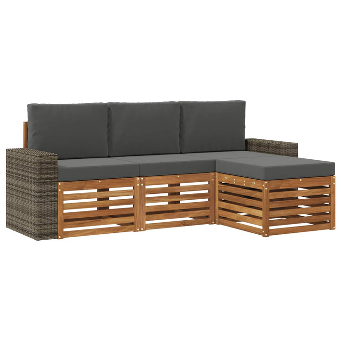 Set de canapele de exterior cu pernă 4 pcs Natural și Antracit WALTI