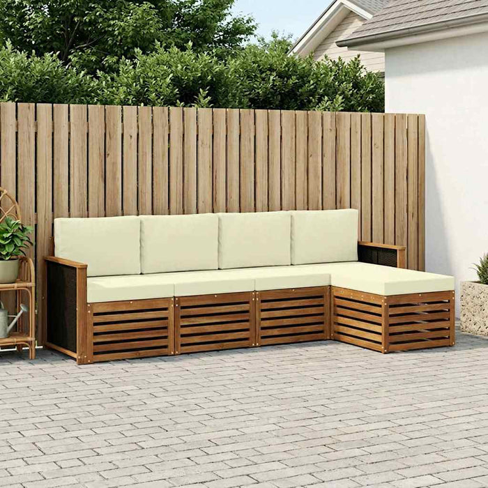 Set de canapele de exterior cu pernă 5 pcs Natural și Crem WALTI