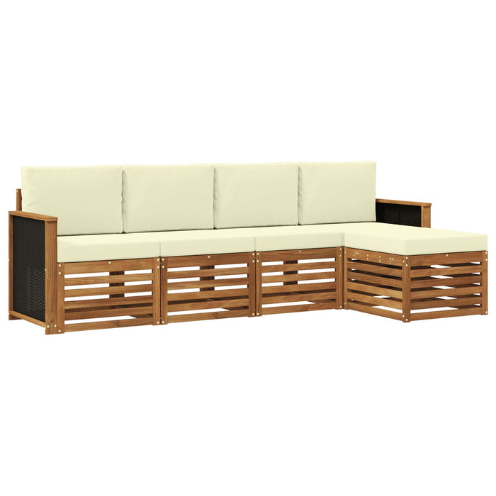 Set de canapele de exterior cu pernă 5 pcs Natural și Crem WALTI