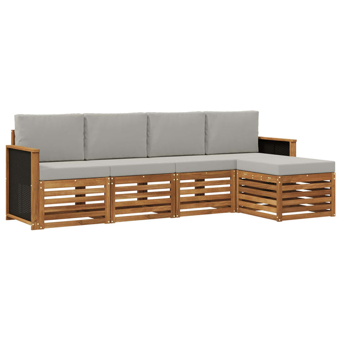 Set de canapele de exterior 5 pcs Natural și gri deschis WALTI