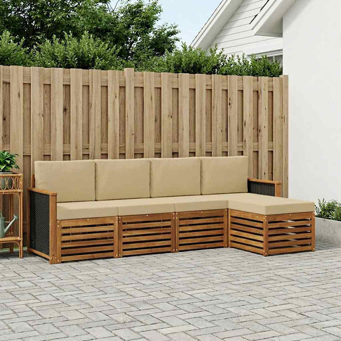 Set de canapele de exterior cu pernă 5 pcs Natural și Bej WALTI