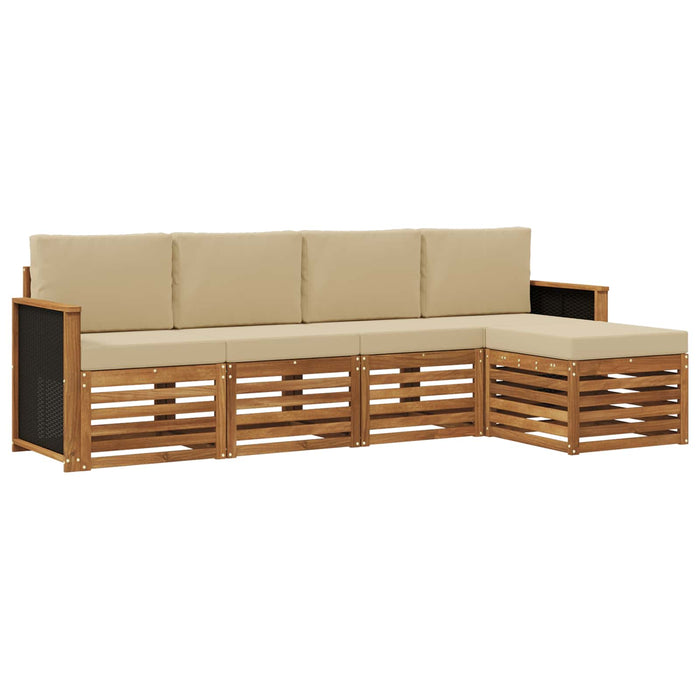 Set de canapele de exterior cu pernă 5 pcs Natural și Bej WALTI