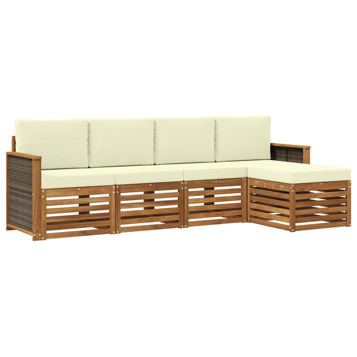 Set de canapele de exterior cu pernă 5 pcs Natural și Crem WALTI
