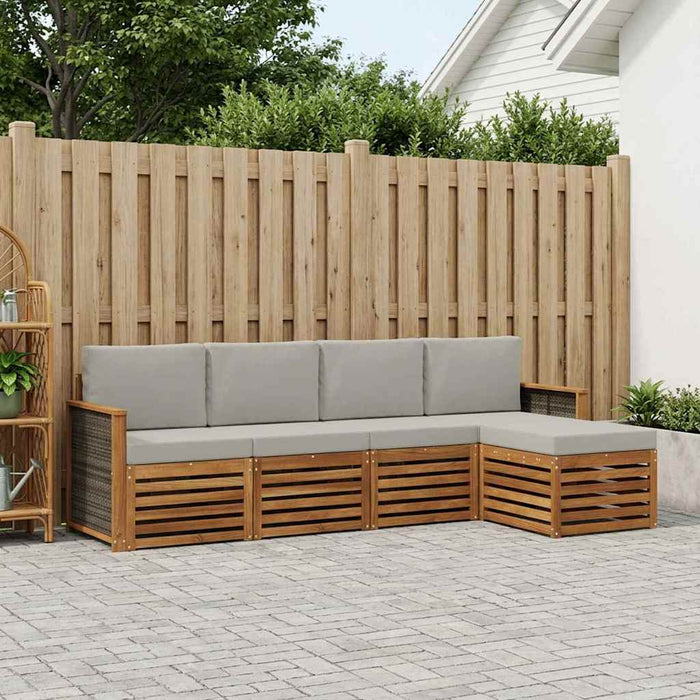 Set de canapele de exterior 5 pcs Natural și gri deschis WALTI