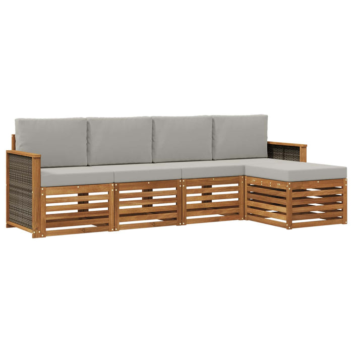 Set de canapele de exterior 5 pcs Natural și gri deschis WALTI