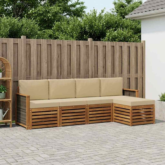 Set de canapele de exterior cu pernă 5 pcs Natural și Bej WALTI