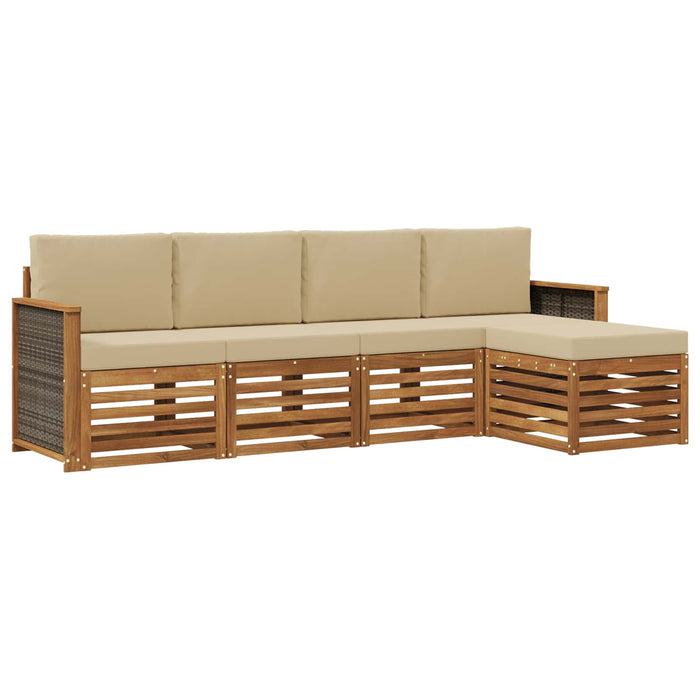 Set de canapele de exterior cu pernă 5 pcs Natural și Bej WALTI