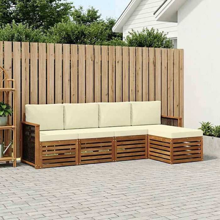 Set de canapele de exterior cu pernă 5 pcs Natural și Crem WALTI