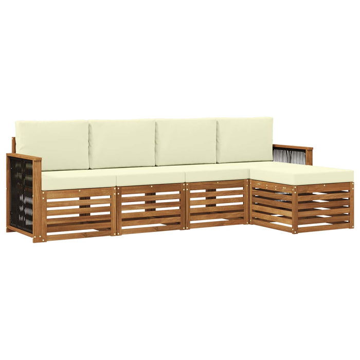 Set de canapele de exterior cu pernă 5 pcs Natural și Crem WALTI