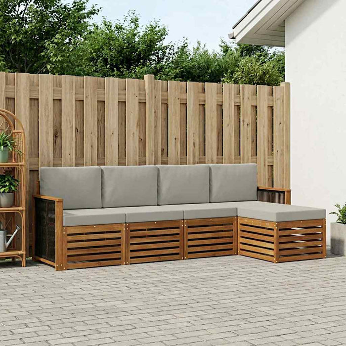 Set de canapele de exterior 5 pcs Natural și gri deschis WALTI