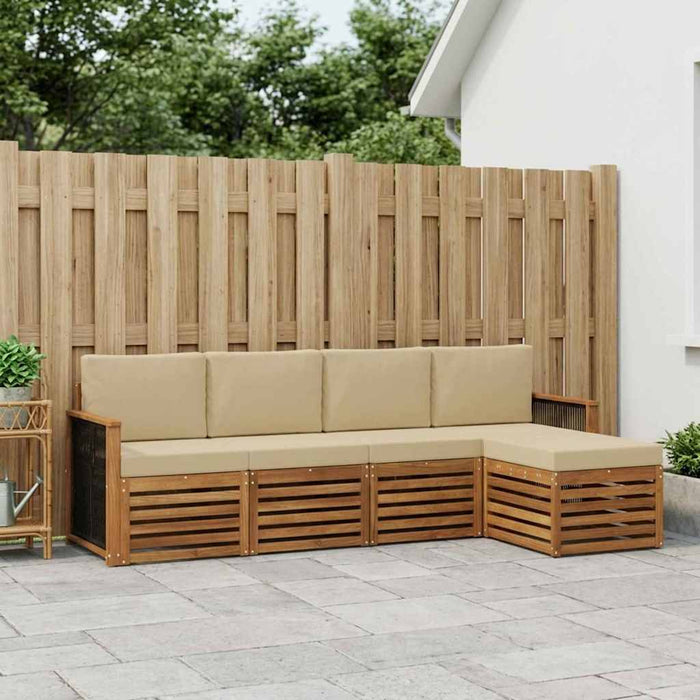 Set de canapele de exterior cu pernă 5 pcs Natural și Bej WALTI