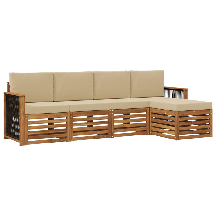 Set de canapele de exterior cu pernă 5 pcs Natural și Bej WALTI