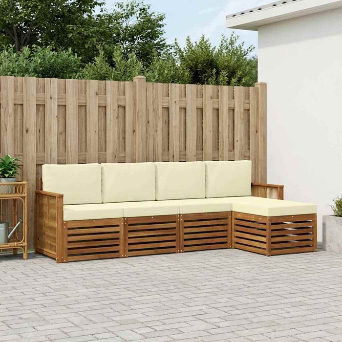 Set de canapele de exterior cu pernă 5 pcs Natural și Crem WALTI