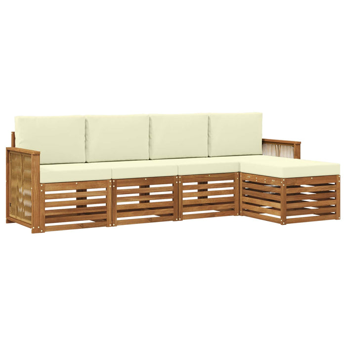 Set de canapele de exterior cu pernă 5 pcs Natural și Crem WALTI