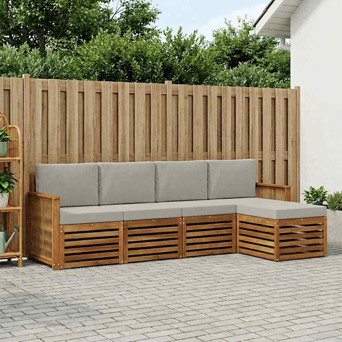 Set de canapele de exterior 5 pcs Natural și gri deschis WALTI