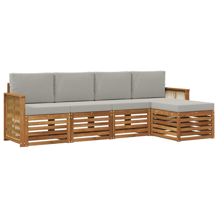 Set de canapele de exterior 5 pcs Natural și gri deschis WALTI