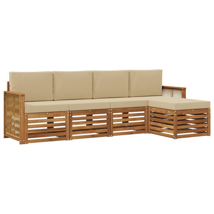 Set de canapele de exterior cu pernă 5 pcs Natural și Bej WALTI