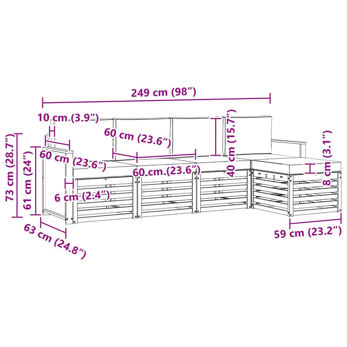 Set de canapele de exterior cu pernă 5 pcs Natural și Bej WALTI
