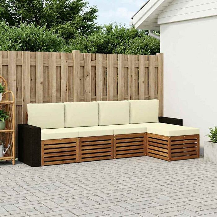 Set de canapele de exterior cu pernă 5 pcs Natural și Crem WALTI