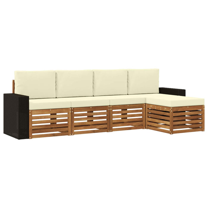 Set de canapele de exterior cu pernă 5 pcs Natural și Crem WALTI