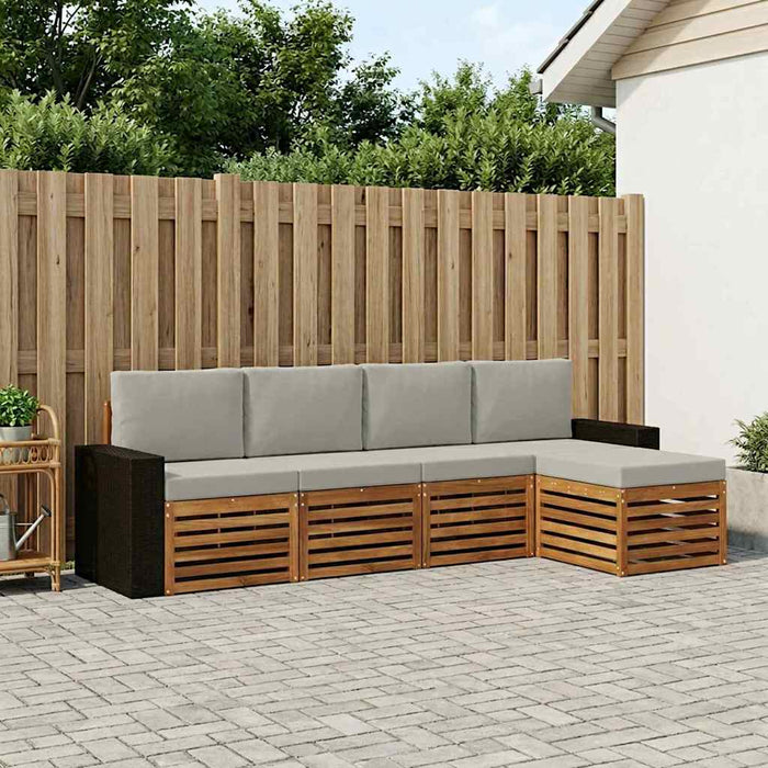 Set de canapele de exterior 5 pcs Natural și gri deschis WALTI