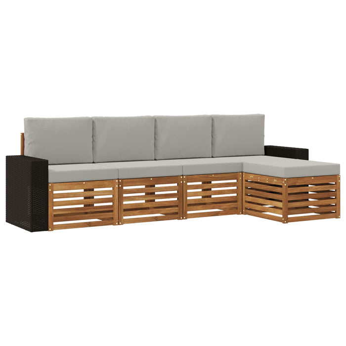 Set de canapele de exterior 5 pcs Natural și gri deschis WALTI
